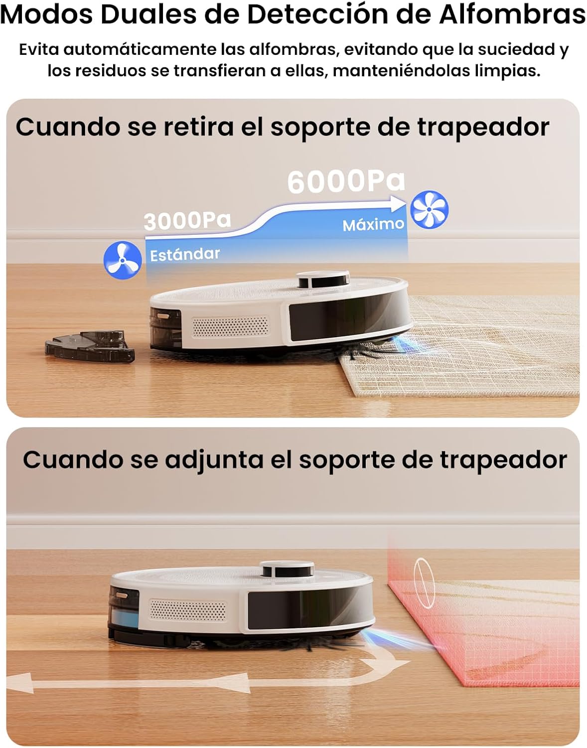 LEFANT M2Pro Robot aspiradora y trapeador | Navegación láser | Navegación láser | WiFi/Alexa/App