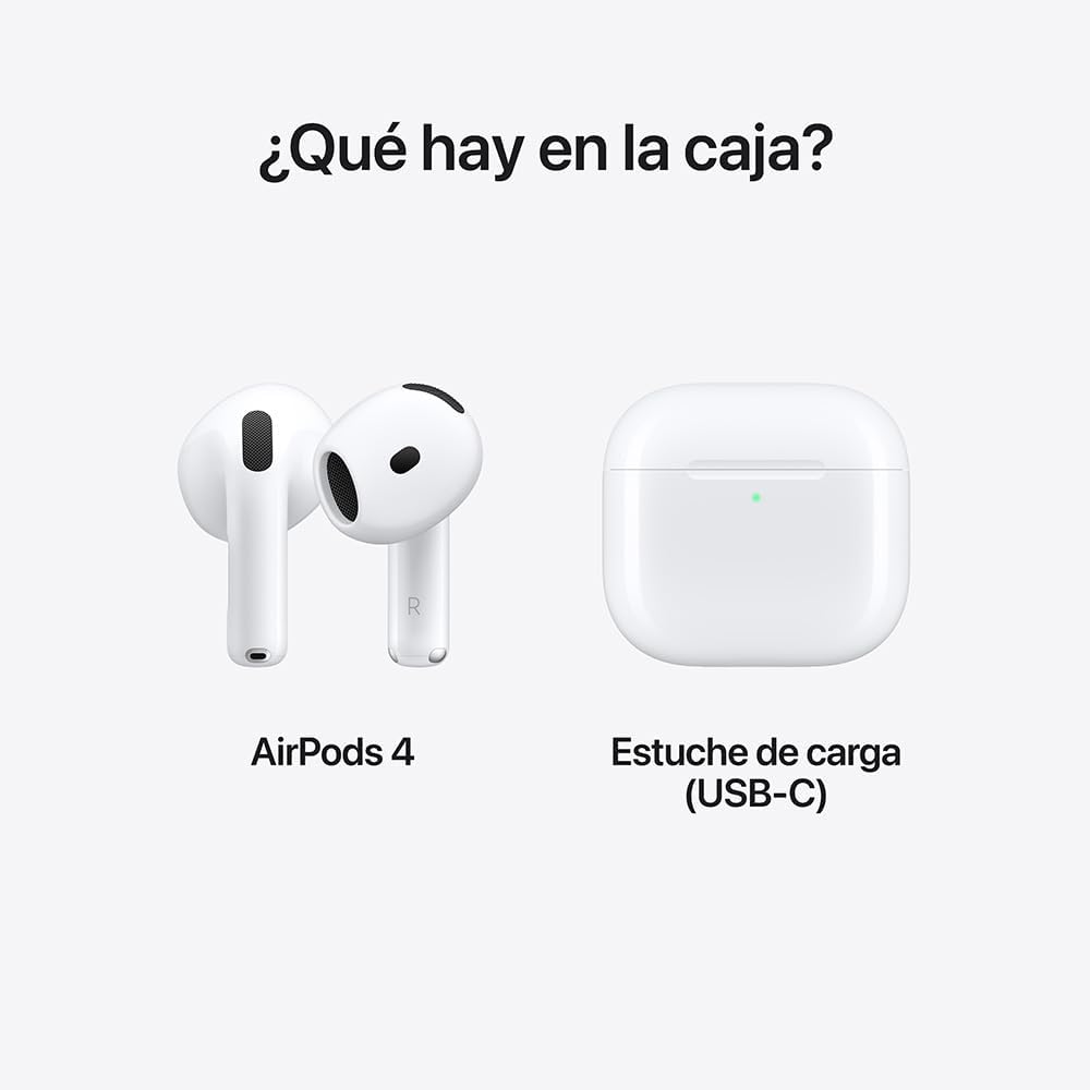 Audífonos inalámbricos AirPods 4 de Apple | Hasta 30 Horas de batería (SIN CANCELACIÓN DE RUIDO)
