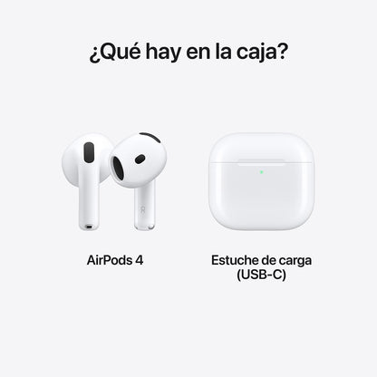 Audífonos inalámbricos AirPods 4 de Apple | Hasta 30 Horas de batería (SIN CANCELACIÓN DE RUIDO)