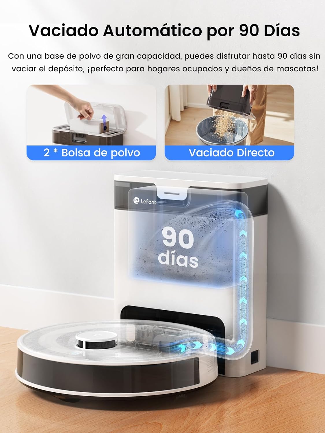 LEFANT M2Pro Robot aspiradora y trapeador | Navegación láser | Navegación láser | WiFi/Alexa/App