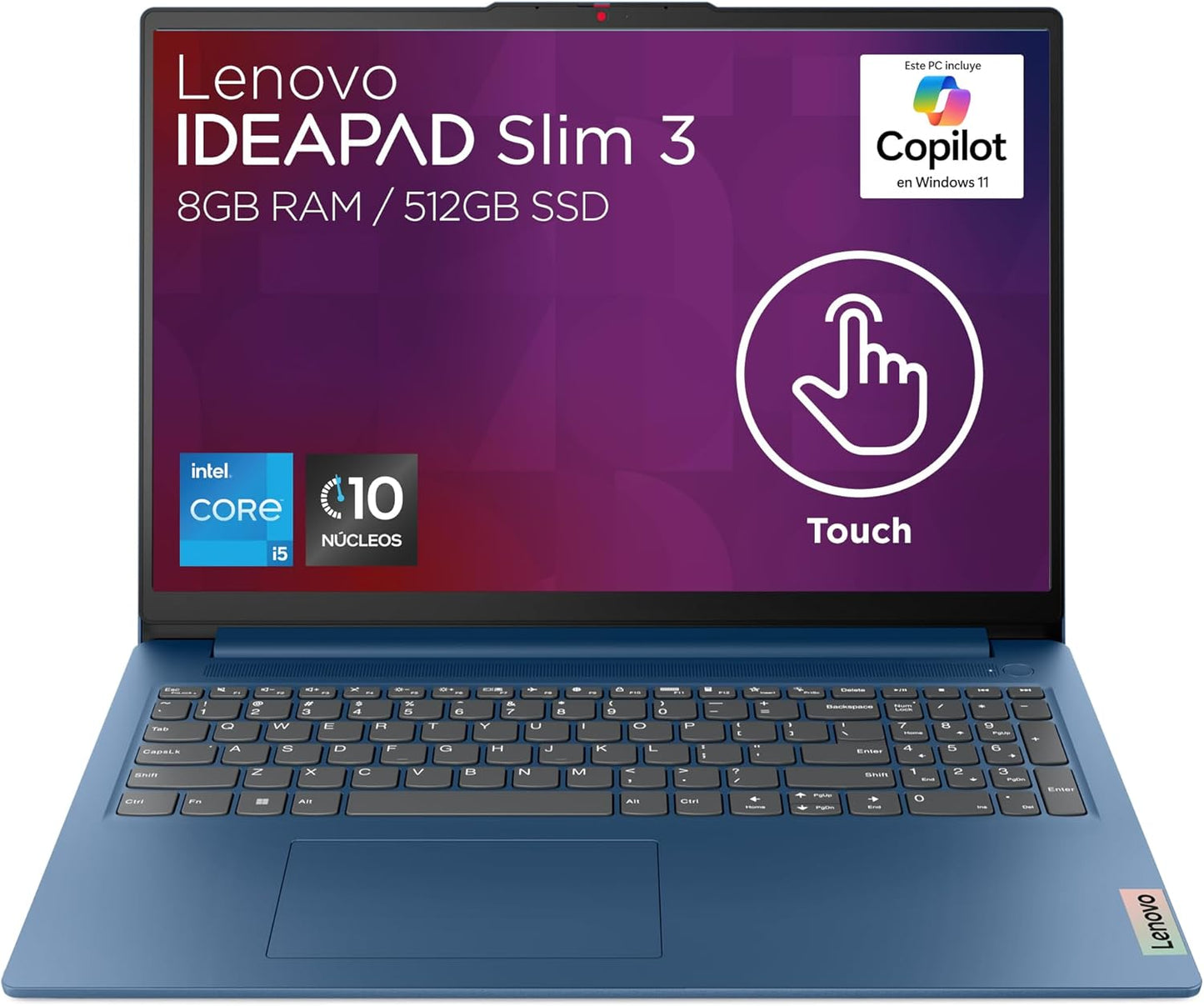 Lenovo Laptop IdeaPad Slim 3 15.6" FHD Touchscreen | Intel Core i5 13va Gen 10 Núcleos |  8GB RAM, 512GB SSD | Lector de Tarjetas